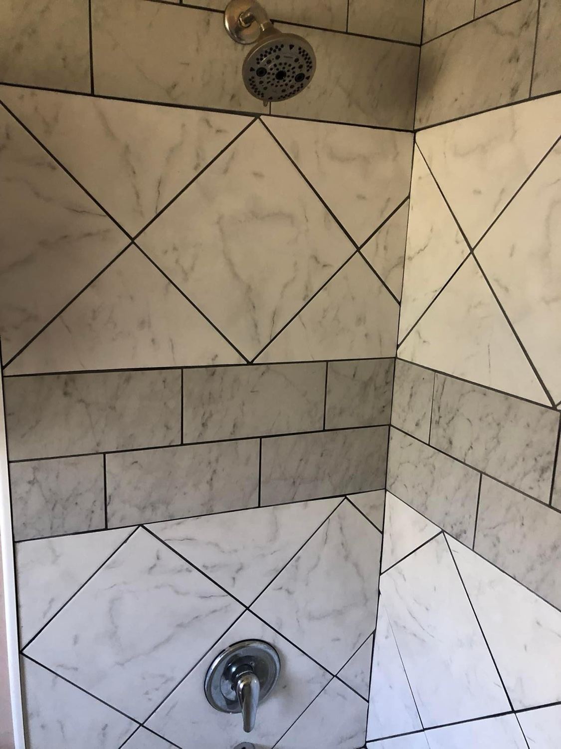 Finished tile shower in home renovation