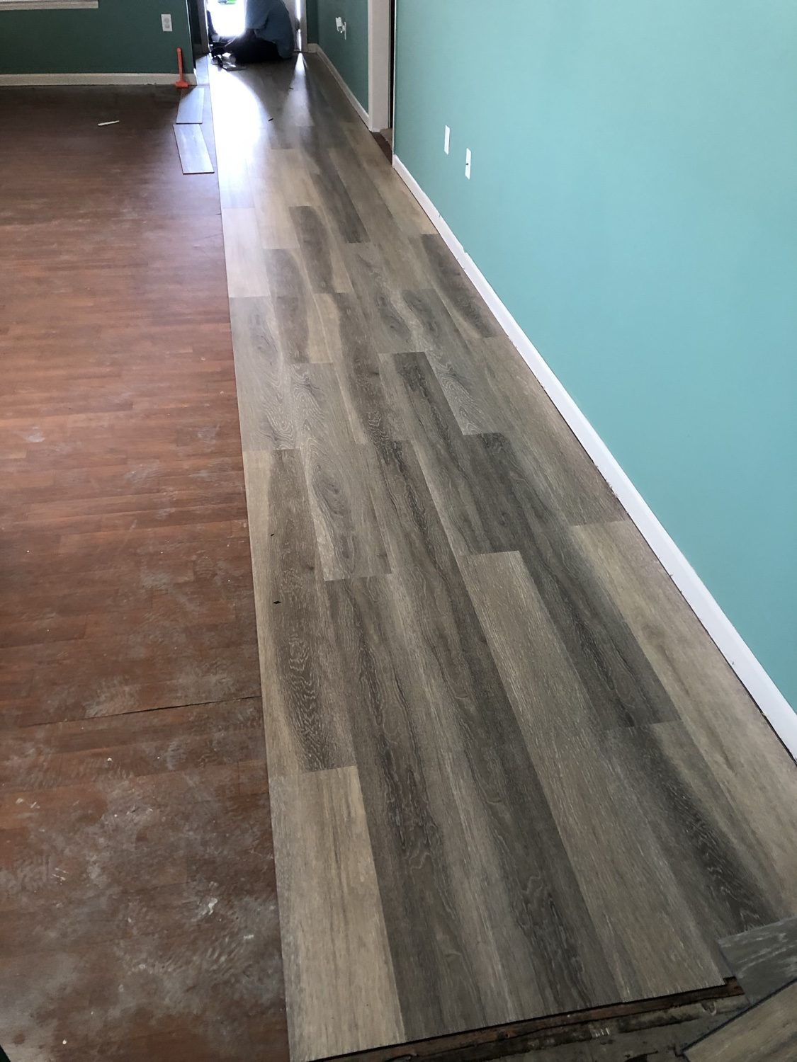 New planks going in next to the old floor