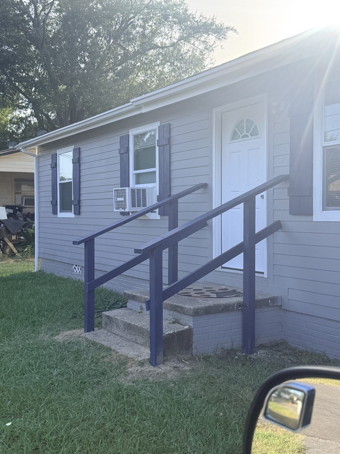 New porch handrails on front steps