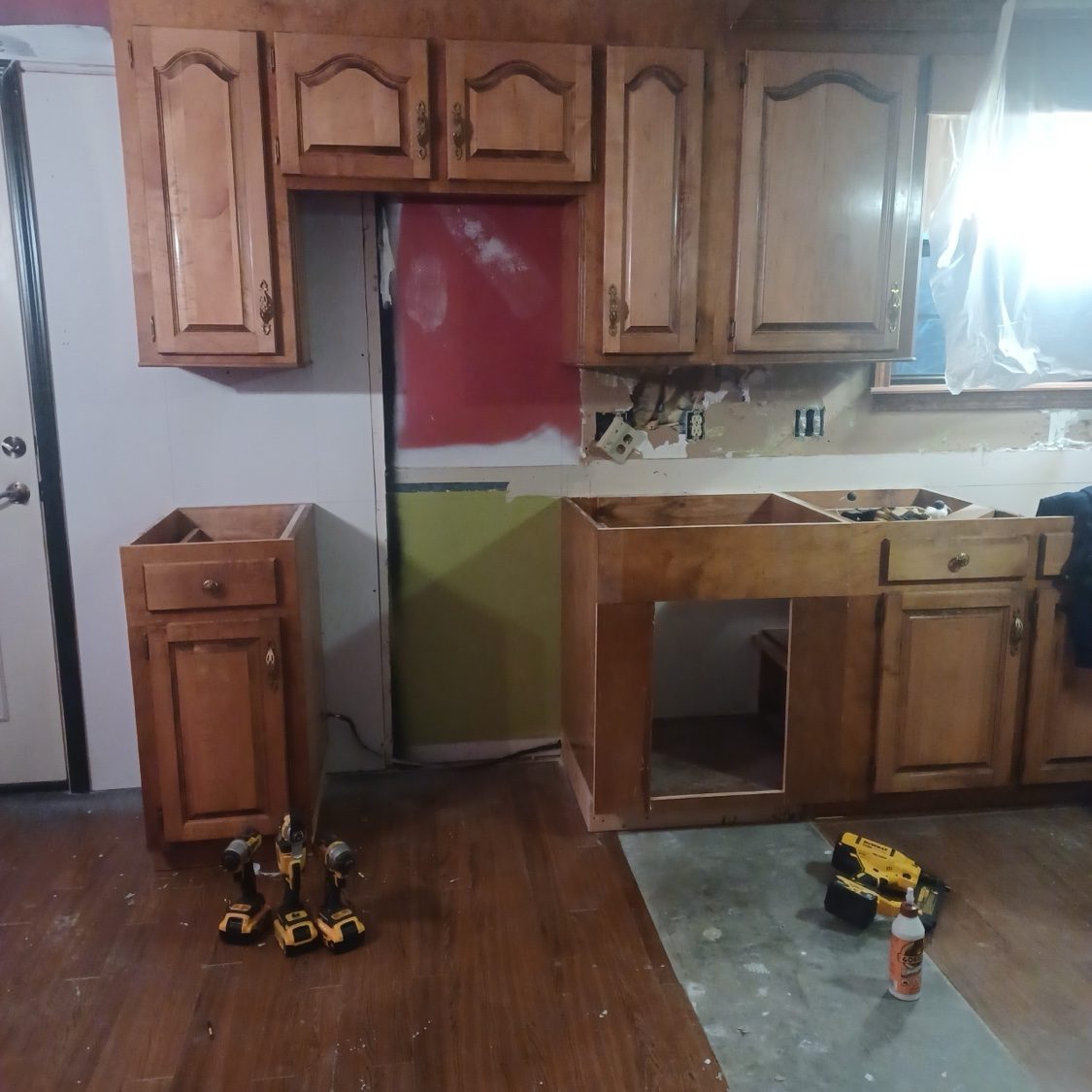 Original wood cabinets before the remodel